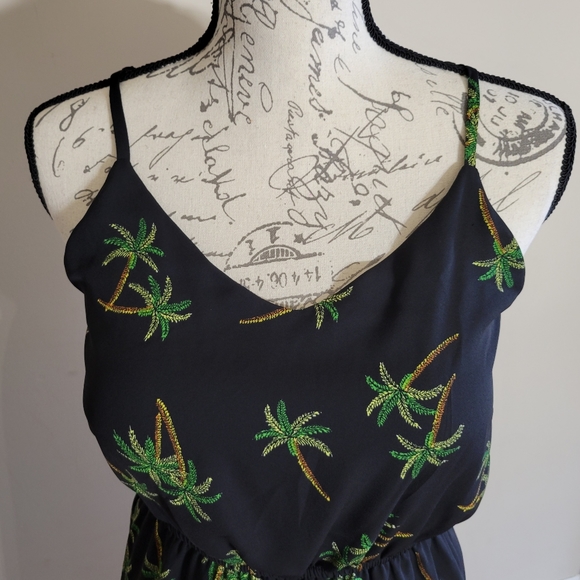 Charming Charlie Black Sleeveless Palm Tree Dress - Picture 3 of 4